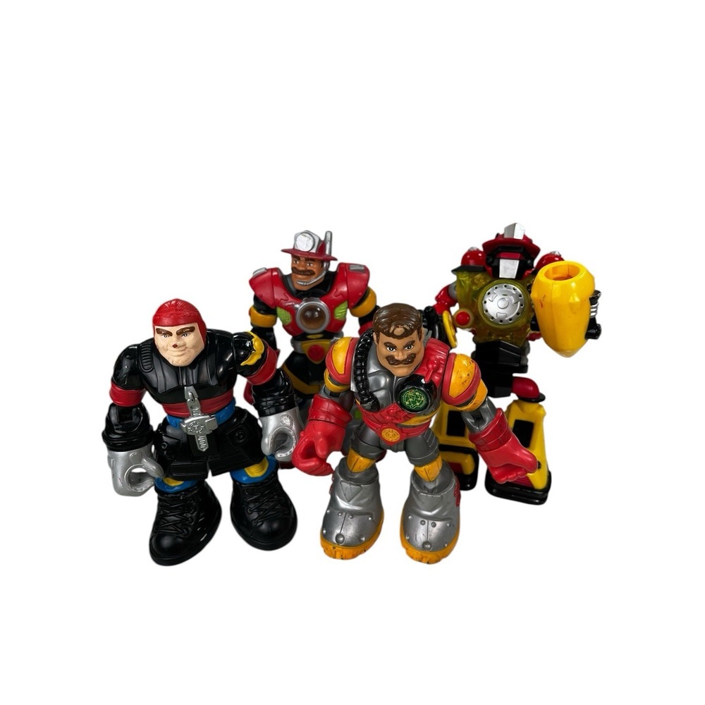 4 Vintage Mattel Fisher Price Rescue  Firefighters Heroes Action‎ Figures